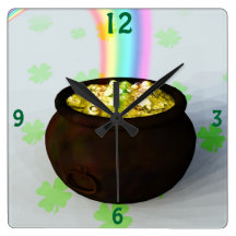 Pot d'or chanceux horloge