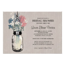 Pot et fleurs sauvages de maçon nuptiales de douch invitations