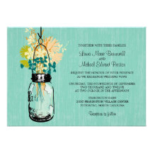 Pot et fleurs sauvages de maçon rustiques invitations