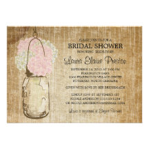 Pot et hortensias de maçon rustiques invitation personnalisée