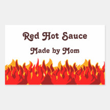 Pot fait sur commande de flammes rouges ou étiquet autocollants rectangulaires
