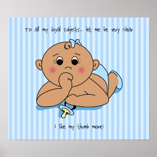 Pouce suçant l'affiche de bébé
