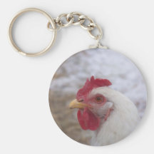 Poule blanche porte-clefs