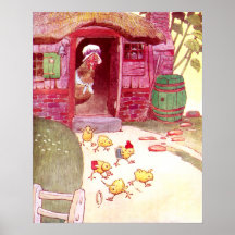 Poule dans des montres roses de Chambre au-dessus  Affiches