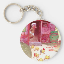 Poule dans les poussins de observation de Chambre  Porte-clés