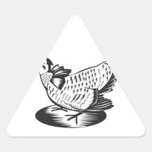 Poule de poulet de prairie rétro stickers en triangle