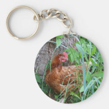 Poulet dans l'herbe porte-clés