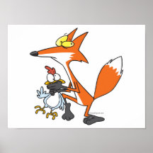 poulet drôle volant le renard de stealer posters