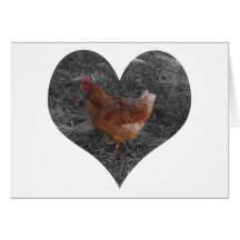Poulet en forme de coeur carte de vœux