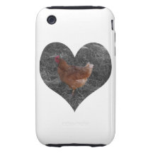 Poulet en forme de coeur coque tough iPhone 3