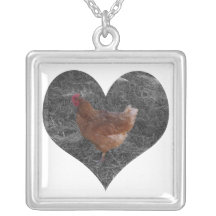 Poulet en forme de coeur colliers