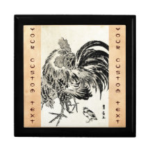 Poulet vintage japonais frais de coq d'encre d'uki boîtes à bijoux