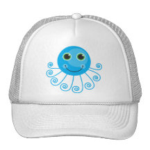 Poulpe bleu mignon de bande dessinée casquettes de camionneur
