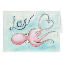 Poulpe de coeur carte de vœux