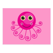 Poulpe rose cartes postales