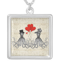 Poulpes vintages et coeurs pendentif