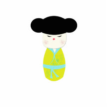 Poupée de Kokeshi avec le kimono jaune Découpage En Acrylique