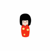 Poupée de Kokeshi avec le kimono rouge Photo En Relief
