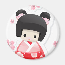 Poupée japonaise de geisha - série de petits pains magnets
