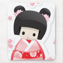 Poupée japonaise de geisha - série de petits pains tapis de souris