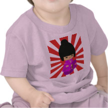 Poupée rose mignonne de Kokeshi sur le Soleil Leva T-shirt