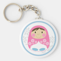 Poupée russe rose mignonne Keychain Porte-clés