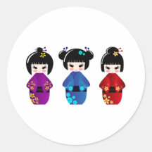 Poupées de Kokeshi Autocollants