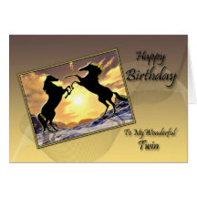 Pour le jumeau, carte d'anniversaire avec élever d