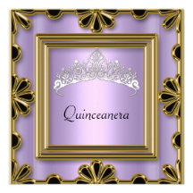 Pourpre 4 de fête d'anniversaire de Quinceanera Invitation Personnalisable