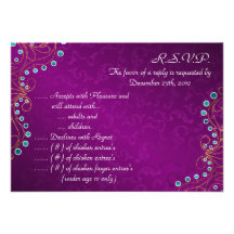 pourpre Arabe de carte- de réponse de 3.5x5 R.S.V. Faire-part Personnalisé