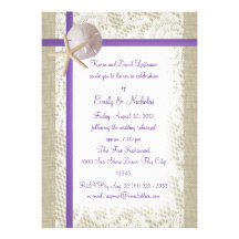 Pourpre de dîner de répétition de thème de plage invitations