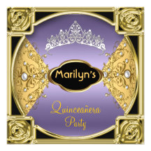 Pourpre de fête d'anniversaire de Quinceañera 15èm Faire-part Personnalisé