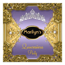Pourpre de fête d'anniversaire de Quinceañera 15èm Cartons D'invitation Personnalisés