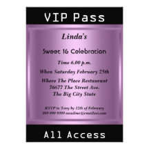 Pourpre de fête d'anniversaire du bonbon 16 à pass invitations