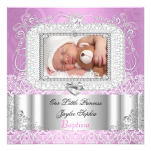 Pourpre de rose de baptême de baptême de bébé faire-part personnalisé