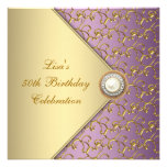 Pourpre élégant et fête d'anniversaire de la femme invitations personnalisées