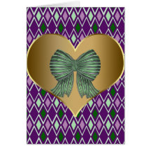 Pourpre et coeur d'or carte de vœux