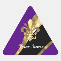 Pourpre et gold fleur de lys autocollant en triangle