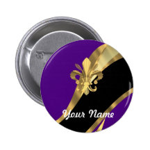 Pourpre et gold fleur de lys badges avec agrafe