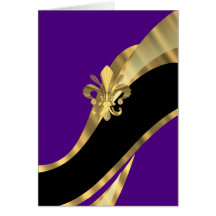 Pourpre et gold fleur de lys cartes de vœux