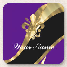Pourpre et gold fleur de lys dessous-de-verre