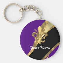Pourpre et gold fleur de lys porte-clef