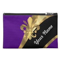 Pourpre et gold fleur de lys trousses à accessoires de voyage