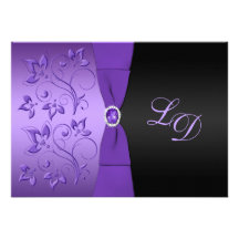 Pourpre, faire-part de mariage floral de monogramm