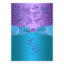 Pourpre, invitation floral de mariage de monogramm