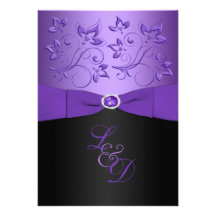 Pourpre, invitation floral de mariage de monogramm