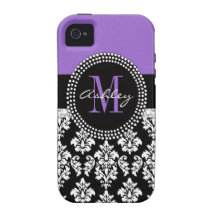 Pourpre noir de monogramme de Coque-Compagnon de l Étui Vibe iPhone 4