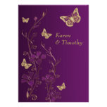 Pourpre, or floral, papillons épousant l'invitatio