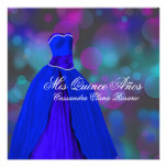 Pourpre royal Quinceanera de rose de bleu marine Invitations Personnalisées