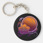 Pourpre tropical Keychain de fleur de basket-ball Porte-clefs